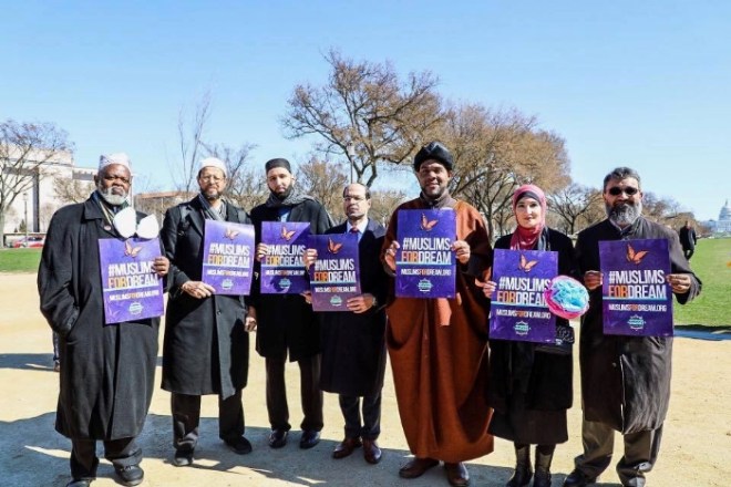 Sarsour with Siraj Wahhaj and Dawud Walid and Nihad Awad