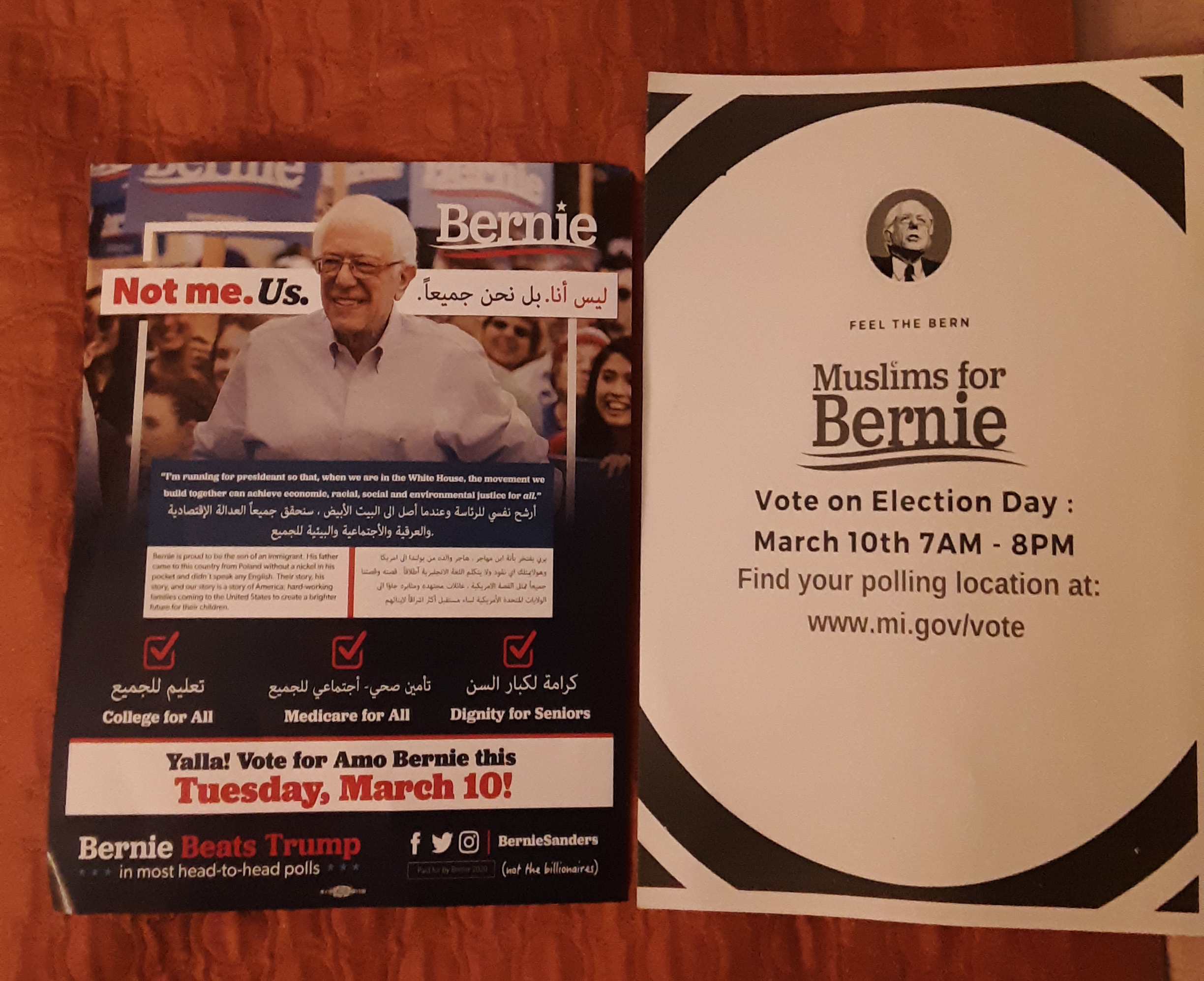 bernie flyer at mosque
